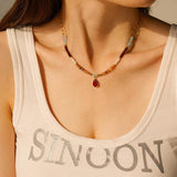 Bohemia Pearl Zircon Water Drop Pendant Necklace For Women