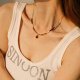Bohemia Pearl Zircon Water Drop Pendant Necklace For Women