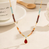 Bohemia Pearl Zircon Water Drop Pendant Necklace For Women
