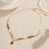Bohemia Pearl Zircon Water Drop Pendant Necklace For Women