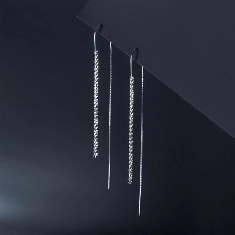 925 Silver Tassel Ear Line Long Earrings