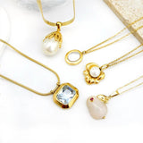 18K Plated CZ Flower Pendant Necklace Lovely Rabbit Charms Jewelry
