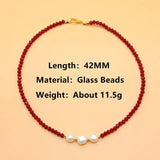 Boho Beads Necklace Pearl Pendant Women's Chain Jewelry