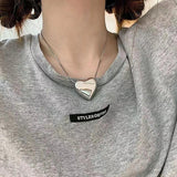 Exaggerated Peach Heart Stainless Steel Necklace Jewelry