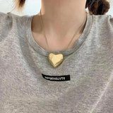 Exaggerated Peach Heart Stainless Steel Necklace Jewelry