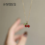 Carnelian Cherry Pendant Necklace 18k Plated Gypsophila Clavicle Chain