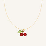 Carnelian Cherry Pendant Necklace 18k Plated Gypsophila Clavicle Chain