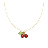 Carnelian Cherry Pendant Necklace 18k Plated Gypsophila Clavicle Chain