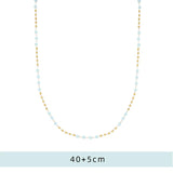 Glass Bead Chain Necklace Stainless Steel Plated 18k