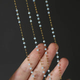 Glass Bead Chain Necklace Stainless Steel Plated 18k