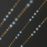 Glass Bead Chain Necklace Stainless Steel Plated 18k