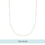 Glass Bead Chain Necklace Stainless Steel Plated 18k