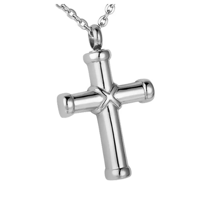 Cross Urn Necklace Pendant Stainless Steel Ashes Memorial Pendant