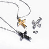 Cross Urn Necklace Pendant Stainless Steel Ashes Memorial Pendant
