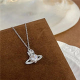 Heart Crystal Saturn Necklace for Women