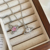 Heart Crystal Saturn Necklace for Women