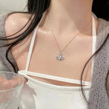 Heart Crystal Saturn Necklace for Women