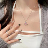 Heart Crystal Saturn Necklace for Women