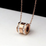 Roman Numerals Zircon Pendant Necklace Titanium Steel Rose Jewelry Gift