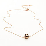 Roman Numerals Zircon Pendant Necklace Titanium Steel Rose Jewelry Gift