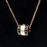 Roman Numerals Zircon Pendant Necklace Titanium Steel Rose Jewelry Gift