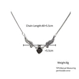 Angel Wings Heart Zircon Necklace for Women Thai Silver Necklace