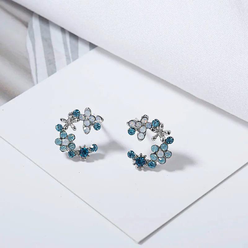 Personality Small Flower Stud Earrings For Women Metal Female Stud Earrings