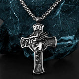 Classic Retro Christian Jesus Cross Stainless Steel Pendant