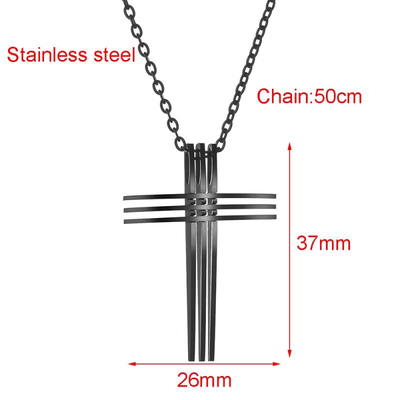 Stainless Steel Cross Pendant Charm Necklace Hip Hop Jewelry