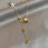 Roman Digital Pendant Titanium Steel Necklace