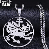Stainless Steel Dragon Necklace Pendant Silver Symbol Of Dracula Chain Jewelry