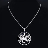 Stainless Steel Dragon Necklace Pendant Silver Symbol Of Dracula Chain Jewelry