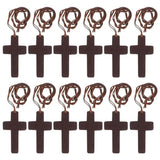 12pcs Wooden Cross Pendant Necklace for Men Women