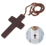 12pcs Wooden Cross Pendant Necklace for Men Women