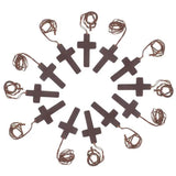 12pcs Wooden Cross Pendant Necklace for Men Women