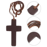 12pcs Wooden Cross Pendant Necklace for Men Women