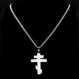 Hip Hop Stainless Steel Orthodox Cross Necklace Faith Christ Amulet Pendant