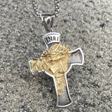 Stainless Steel Jesus Cross Necklace Pendant Boys Cross Face Necklace