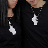 Stainless Steel Couple Necklace Heart CZ Puzzle Matching