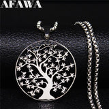 Tree of Life Stainless Steel Necklace Women Silver Chain Jewelry