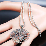 Tree of Life Stainless Steel Necklace Women Silver Chain Jewelry