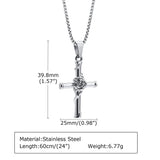 Rose Cross Necklace Stainless Steel Box Chain Unisex Jesus Faith Collar