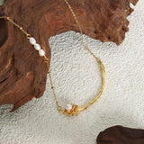 Stainless Steel Chain Necklace with Freshwater Pearl Pendant