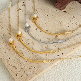 Stainless Steel Chain Necklace with Freshwater Pearl Pendant