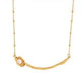 Stainless Steel Chain Necklace with Freshwater Pearl Pendant