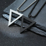 Square Triangle Pendant Necklaces for Men Stainless Steel Geometric Stacking
