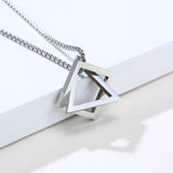 Square Triangle Pendant Necklaces for Men Stainless Steel Geometric Stacking