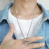 Square Triangle Pendant Necklaces for Men Stainless Steel Geometric Stacking