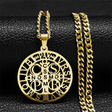 Hip Hop Catholic St. Benedict Pendant Necklace Stainless Steel