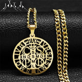 Hip Hop Catholic St. Benedict Pendant Necklace Stainless Steel